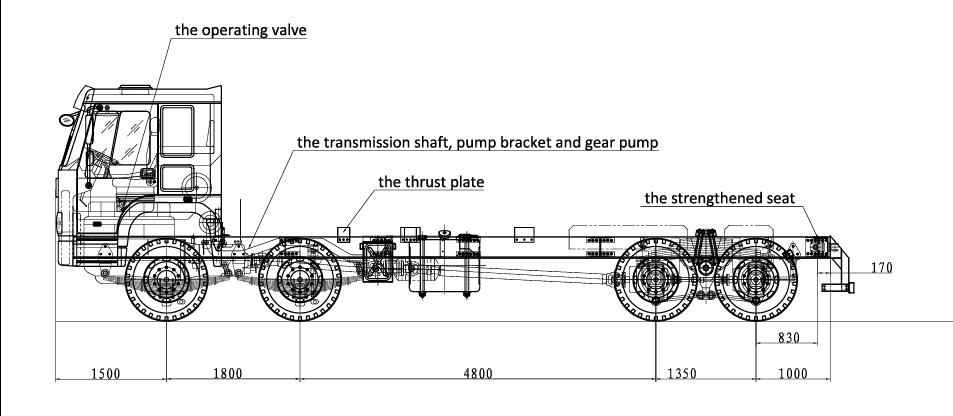 Technical drawing for HOWO 7 tipper: