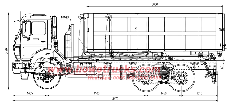 HOWO 6x4 20T hook lift truck